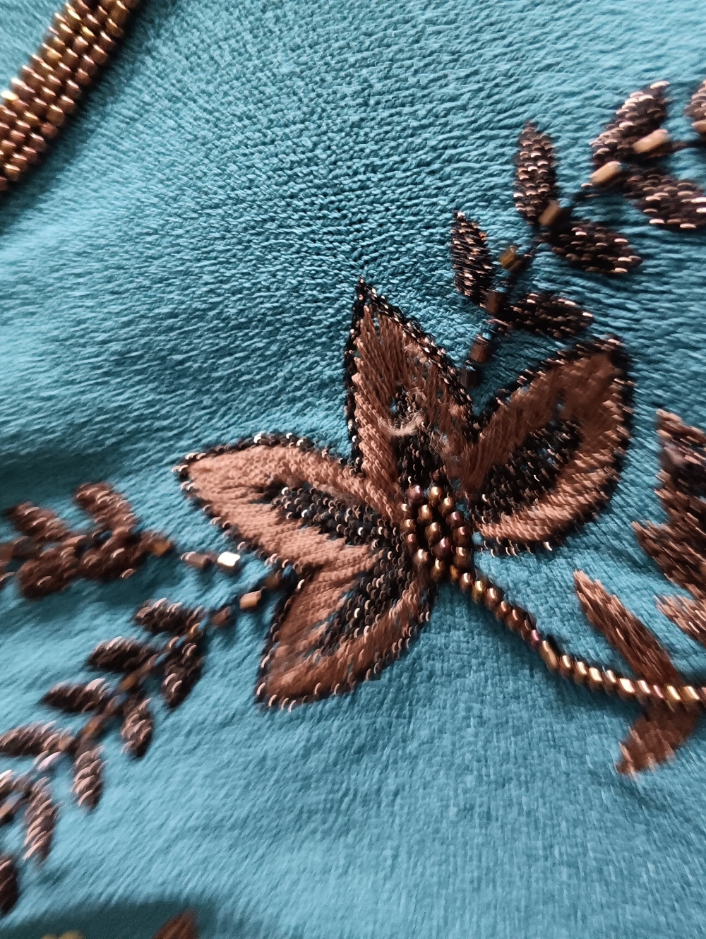 Jones New York Beaded Floral Top XL Blue Embroidered Sleeveless Blouse - Picture 5 of 8